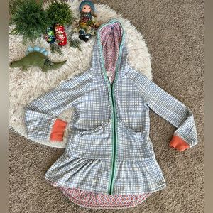 Matilda Jane 435 Around The Block Hoodie Full Zip Jacket Blue White Girls Sz 12